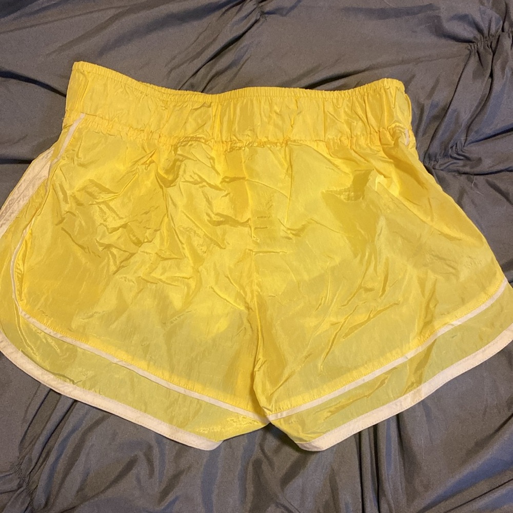 FREE PEOPLE MOVEMENT Varsity Blues Shorts Highlighter Combo Yellow - Picture 2 of 4